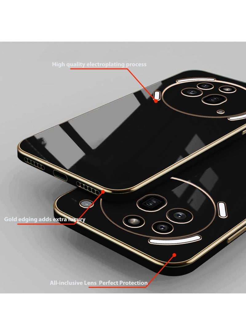 Compatible with Nothing Phone 3A Pro cover, smooth veneer gold plated chrome, black Thin and smooth shock-proof full protection Nothing Phone 3A Pro case -black - Image 4