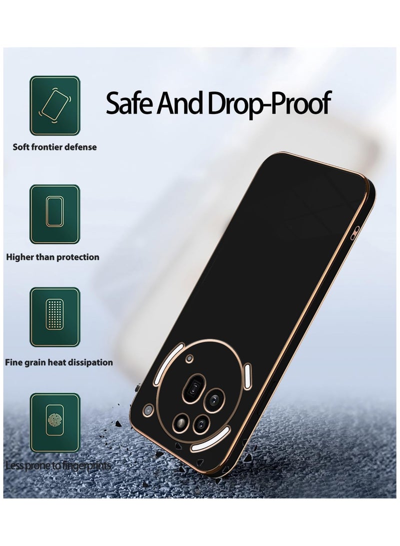 Compatible with Nothing Phone 3A Pro cover, smooth veneer gold plated chrome, black Thin and smooth shock-proof full protection Nothing Phone 3A Pro case -black - Image 5