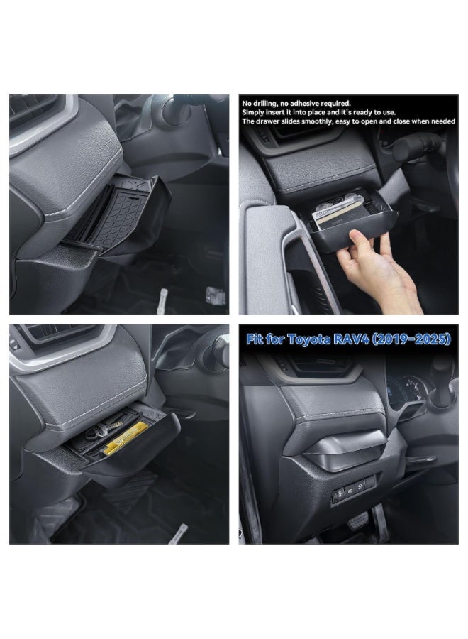 Driver's Drawer Box Compatible with Toyota RAV4 Accessories 2025 2024 2023 2022 2021 2020 2019 Drivers Side Cubby Drawer Organizer with Non-Slip Mat Black - Image 3