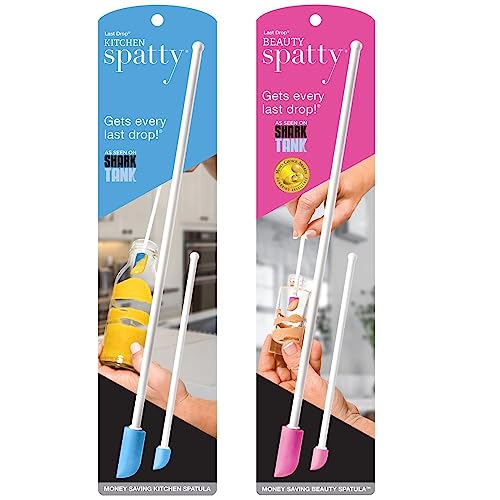 Spatty Daddy Spatula 4 Pack (6 and 12 Inch Blue/Pink Combo) Shark Tank, Small Scraper for Makeup, Stocking Stuffers, Gifts for Women, Adult Stocking Stuffers, Beauty Tool, Scraping Spoon for Makeup - Image 1