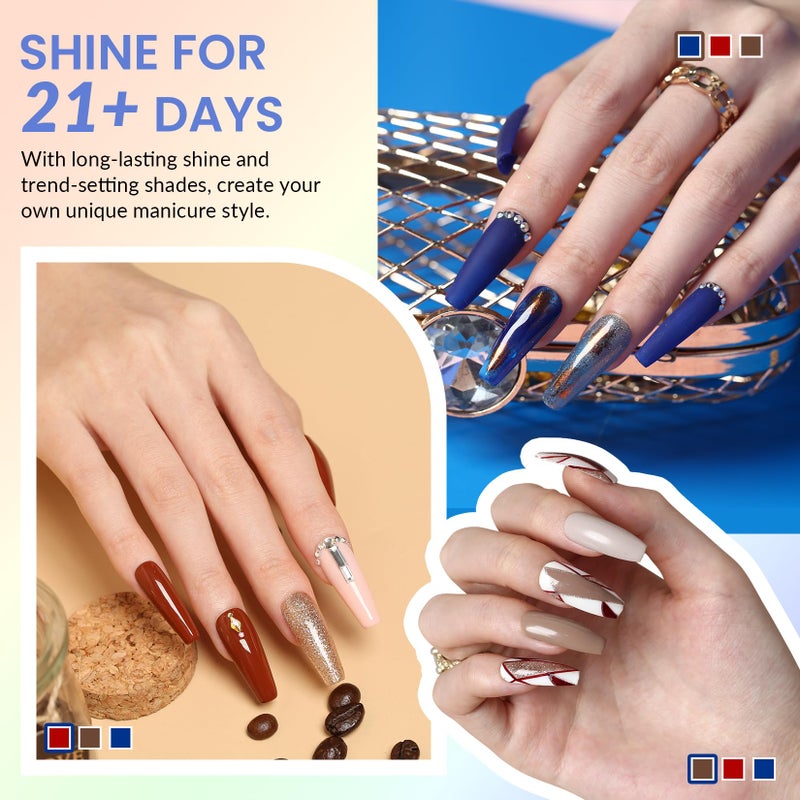 VANREESA 42 Pcs Gel Nail Polish Kit with U V Light 24 Colors Gel Polish Nail Kit Pink Red Orange Yellow Green Brown Blue Purple Gray Complete Nail Kit with Manicure Tools Gifts for Women - Image 5
