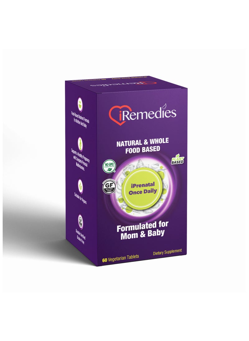 iRemedies - iRemedies iPrenatal Once Daily - Comprehensive Prenatal Multivitamin for Mom and Baby - 60 Tablets - Image 1