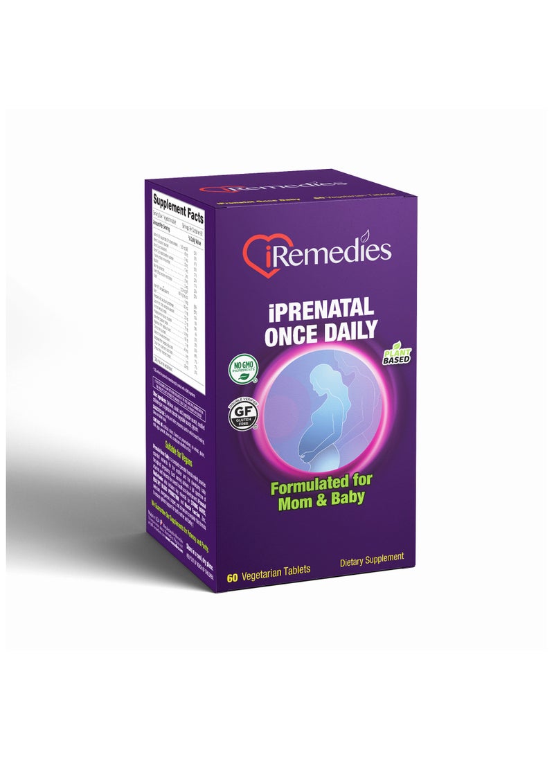 iRemedies - iRemedies iPrenatal Once Daily - Comprehensive Prenatal Multivitamin for Mom and Baby - 60 Tablets - Image 1