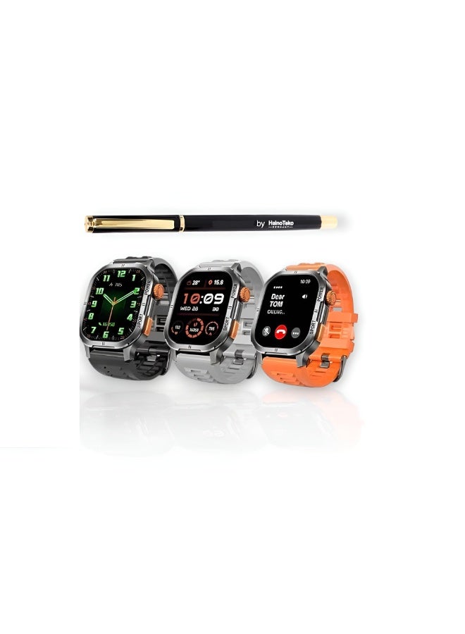 Haino Teko Haino Teko TOP-7 Smart Watch with AMOLED Screen and Always On Display - 3 Straps - Black - Image 3