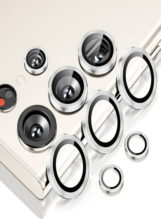 WSKEN for Samsung Galaxy S23 Ultra Camera Lens Protector,[Night Shooting Mode] Scratch Resistant HD Tempered Metal Glass Camera Screen Protector Cover Film Accessories 6.8 Inch,Silver