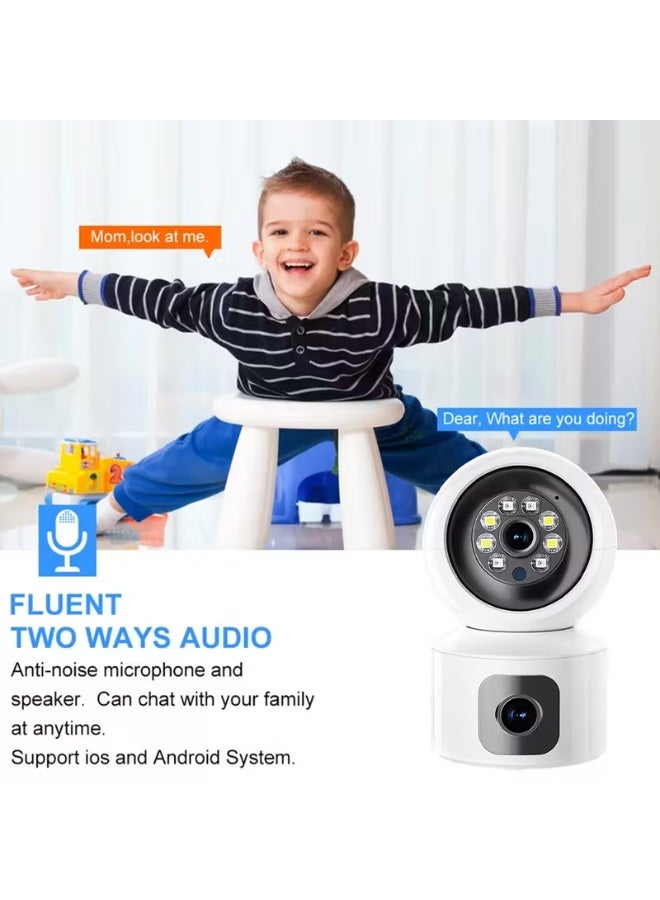 Generic Dual-Lens WiFi Security Camera, 360° Indoor Pan/Tilt Home Surveillance with Color Night Vision, Motion Detection, Two-Way Audio, Smart App Control - Image 5