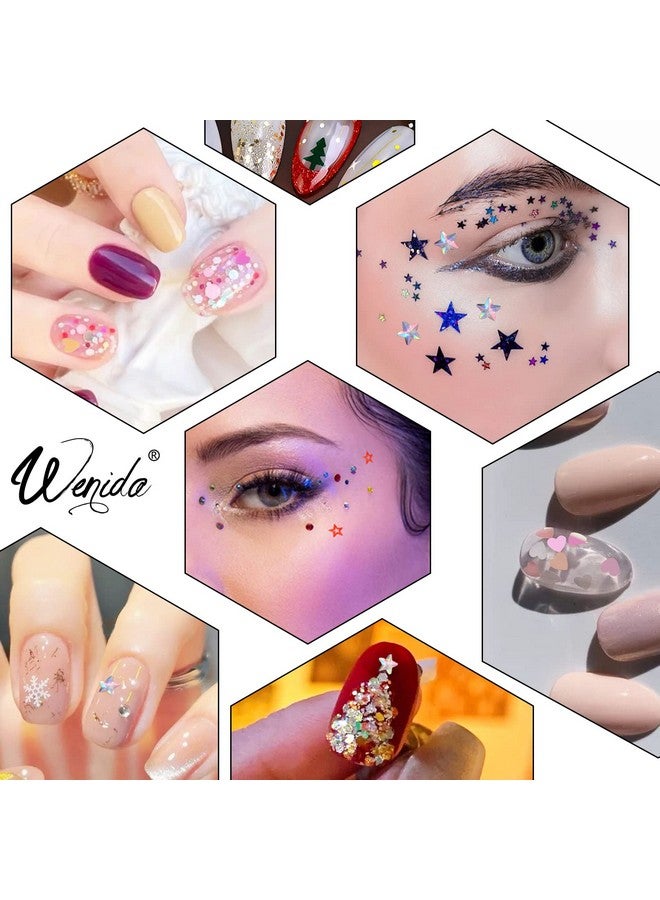 Wenida Glitter Wenida 9 Bottle Christmas Holographic Iridescent Chameleon Laser Festival Sequins Snowflakes Tree Craft Chunky Glitter for Arts Face Hair Body Nail - Image 2