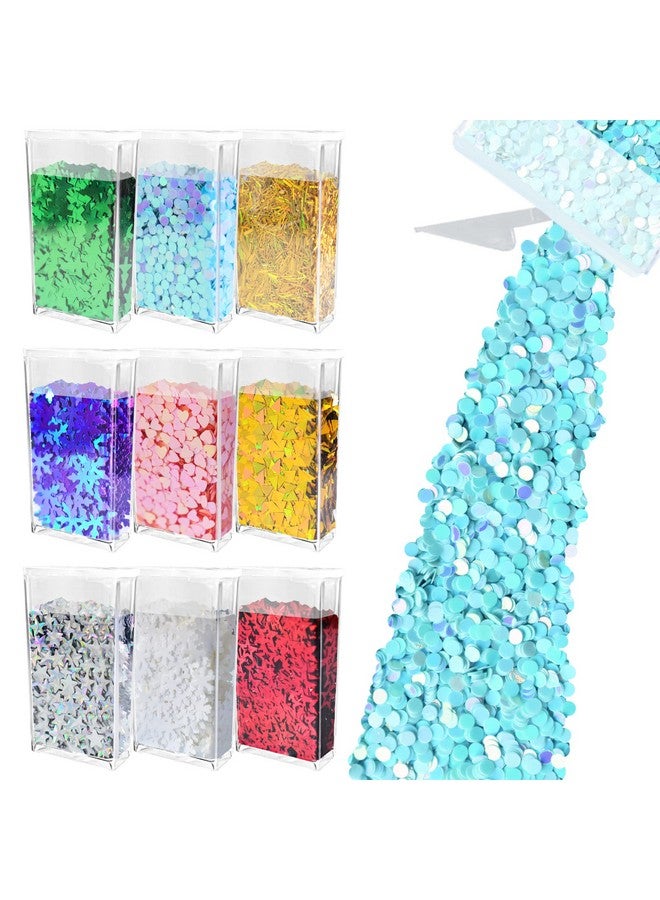 Wenida Glitter Wenida 9 Bottle Christmas Holographic Iridescent Chameleon Laser Festival Sequins Snowflakes Tree Craft Chunky Glitter for Arts Face Hair Body Nail - Image 1