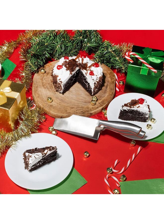 يُسلِّم سكين تقطيع الكيك وقاطع الكيك من الفولاذ المقاوم للصدأ لحفلات أعياد الميلاد وحفلات الزفاف وجميع المناسبات، قطاعة الفطائر، مقسم المعجنات، رافعة الحلويات - Image 3