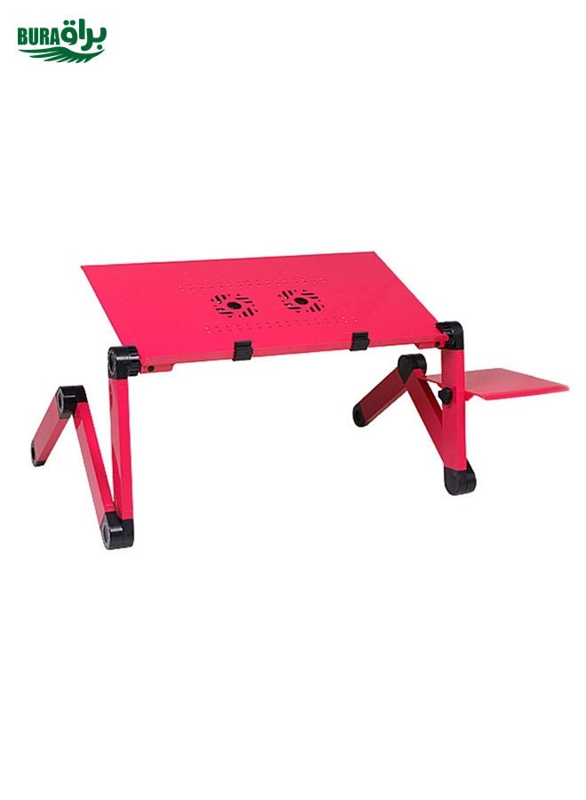 BURAQ Portable 360 Degree Adjustable Foldable Aluminium Alloy Desk Stand with Double CPU Fans & Mouse Pad for Laptop / Notebook, Desk Size: 480mm x 260mm (Red)  - Image 2