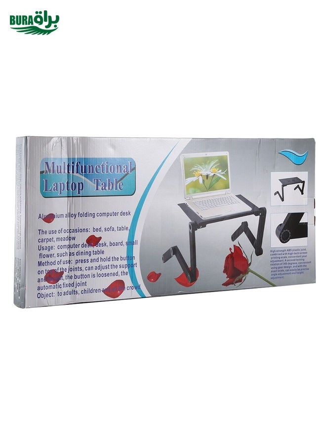 BURAQ Portable 360 Degree Adjustable Foldable Aluminium Alloy Desk Stand with Double CPU Fans & Mouse Pad for Laptop / Notebook, Desk Size: 480mm x 260mm (Red)  - Image 5