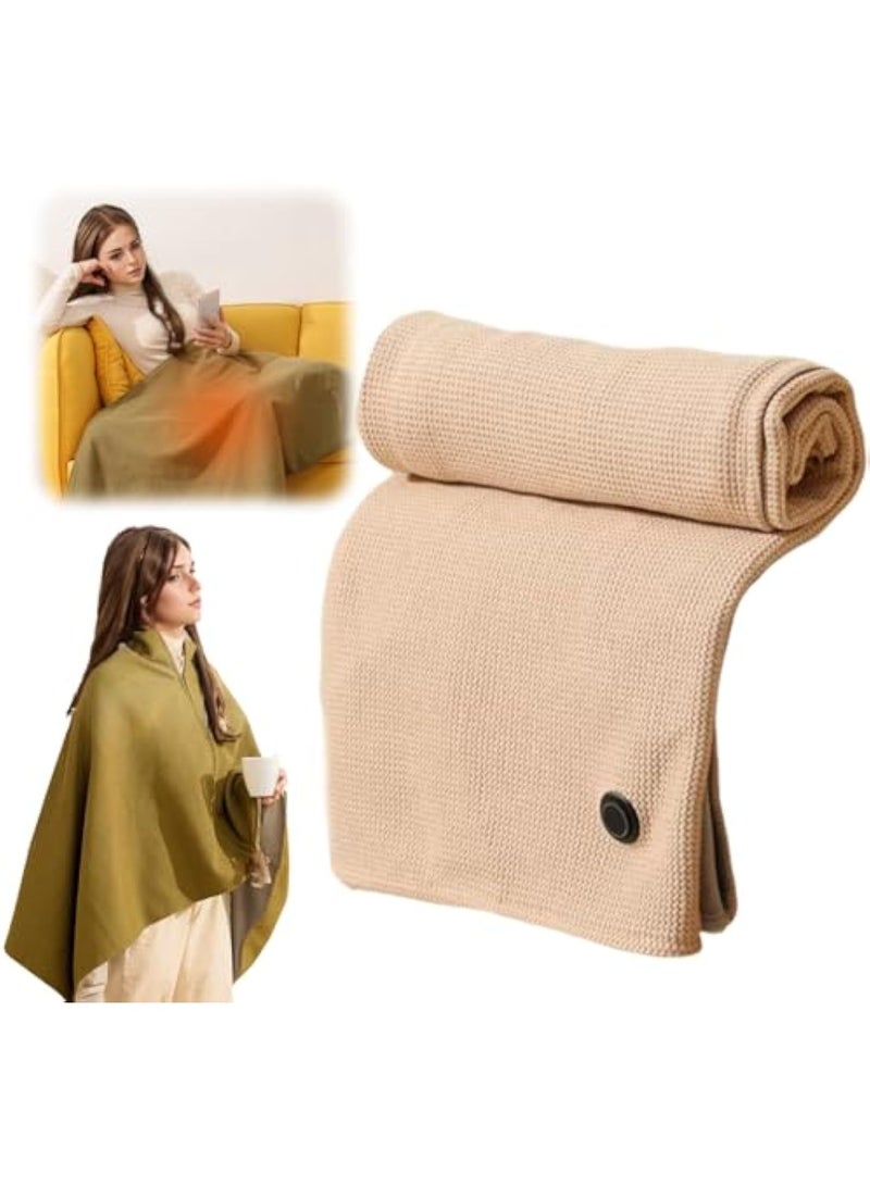 Arabest Portable Heated Blanket Shawl Wrap for Women, USB Electric Heating Blanket 60×31 Inch, Rapid Warm Wearable Electric Shawl, Machine Washable Heated Wrap for Neck & Shoulder (Apricot) - Image 1