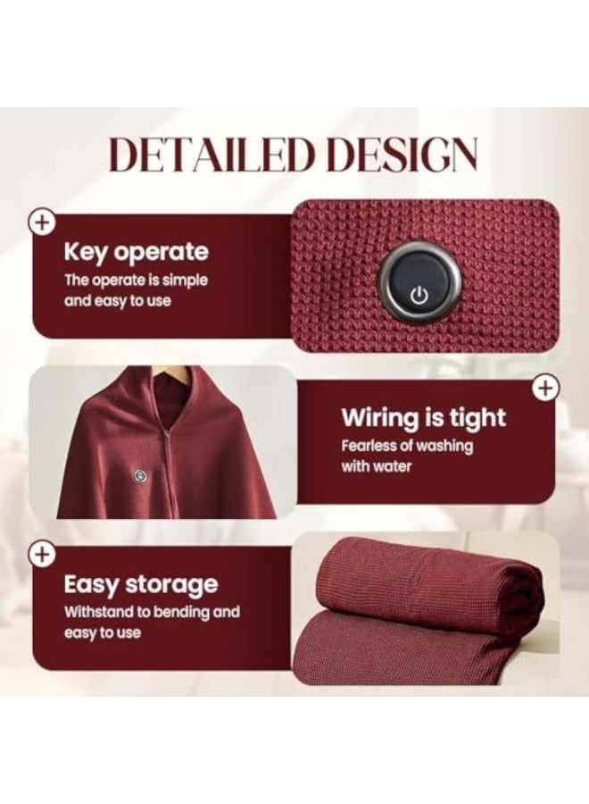 Arabest Portable Heated Blanket Shawl Wrap for Women, USB Electric Heating Blanket 60×31 Inch, Rapid Warm Wearable Electric Shawl, Machine Washable Heated Wrap for Neck & Shoulder (Apricot) - Image 3