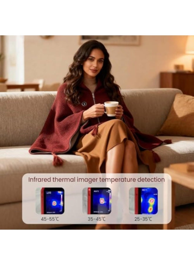 Arabest Portable Heated Blanket Shawl Wrap for Women, USB Electric Heating Blanket 60×31 Inch, Rapid Warm Wearable Electric Shawl, Machine Washable Heated Wrap for Neck & Shoulder (Apricot) - Image 4