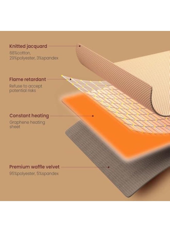 Arabest Portable Heated Blanket Shawl Wrap for Women, USB Electric Heating Blanket 60×31 Inch, Rapid Warm Wearable Electric Shawl, Machine Washable Heated Wrap for Neck & Shoulder (Apricot) - Image 5