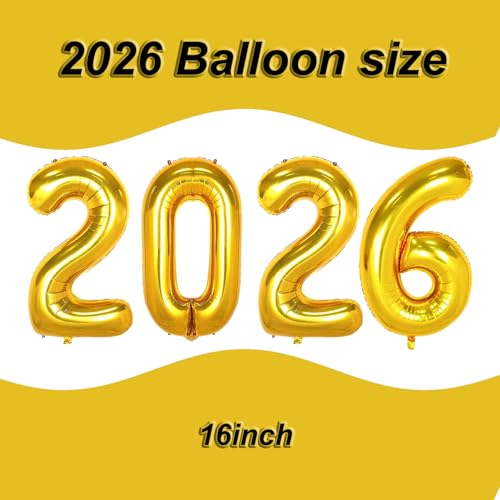 Tagberoy 2026 Balloons Gold 16 Inch 2026 Balloons Number Large 2026 Balloon Numbers for Graduation Party Decorations 2026 Balloons Graduation for Class of 2026 Decorations - Image 5