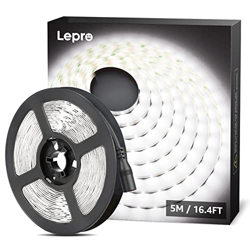 Lepro شريط إضاءة LED ليبرو 12 فولت، مرن، SMD 2835، 16.4 قدم، شريط إضاءة للمنزل، المطبخ، الحفلات، عيد الميلاد والمزيد، غير مقاوم للماء، أبيض نهاري (لا يتضمن محول الطاقة) - Image 1