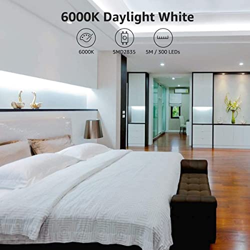 Lepro شريط إضاءة LED ليبرو 12 فولت، مرن، SMD 2835، 16.4 قدم، شريط إضاءة للمنزل، المطبخ، الحفلات، عيد الميلاد والمزيد، غير مقاوم للماء، أبيض نهاري (لا يتضمن محول الطاقة) - Image 2