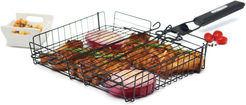 GrillPro Deluxe Non-Stick Broiler Basket with Detachable Handle - 9.5" x 12" - Image 2