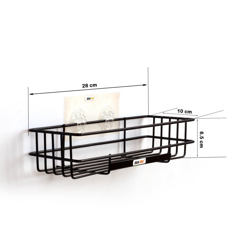 SF - Stick Fast Bathroom Shelf Self-Adhesive - Elegance Tray with 3M Sticker for Wall Mount Multipurpose Kitchen & Bathroom Storage Organizer Tray Rack Pack of 1 - Black, Stainless Steel - Image 4