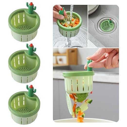 Home Stuffs 2PCS Cactus Kitchen Sink Drain Strainer, Press Automatic Dumping Basket, Kitchen Waste Collector Filter, Multi-Functional Home Use Cactus Sink Draining Basket (Multi) - Image 2