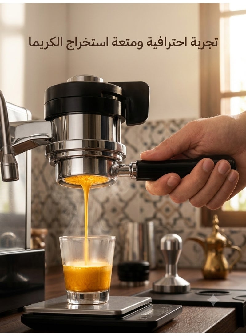 بورتافلتر مكشوف 51 مم لماكينات ديلونجي EC680 وEC685 وDedica Arte وSMEG وSeverin KA5995 بمقبض خشب روزوود وسلة فلتر دقيقة - Image 3