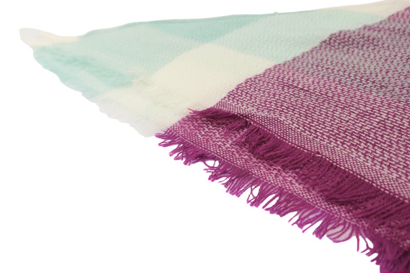 Wander Agio Womens Warm Scarf Triangle Shawls Large Scarves Stripe Plaid Fichu Big Plaid Jujube Red Green 13 - Image 4