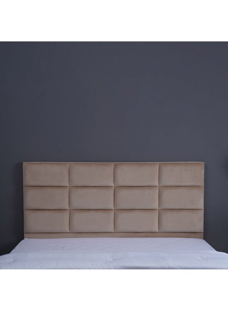 Karnak Square Design Upholstered Velvet Bed Frame Bedroom Furniture Strong And Sturdy Modern Design Wooden Bed | Quiet & Comfortable Bed (Eu - Single 90x200cm, Beige) - Image 4