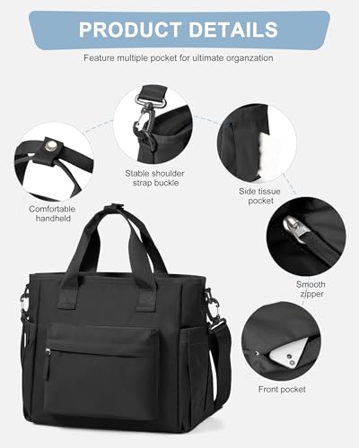 UPPACK Black Lunch Box Bag for Women Men loncheras para mujer Lunch Tote Bag with Water Bottle Holder Shoulder Strap Adult Insulated Lunch Bags Boxes for Work - Image 5