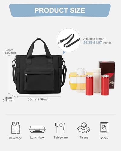 UPPACK Black Lunch Box Bag for Women Men loncheras para mujer Lunch Tote Bag with Water Bottle Holder Shoulder Strap Adult Insulated Lunch Bags Boxes for Work - Image 3
