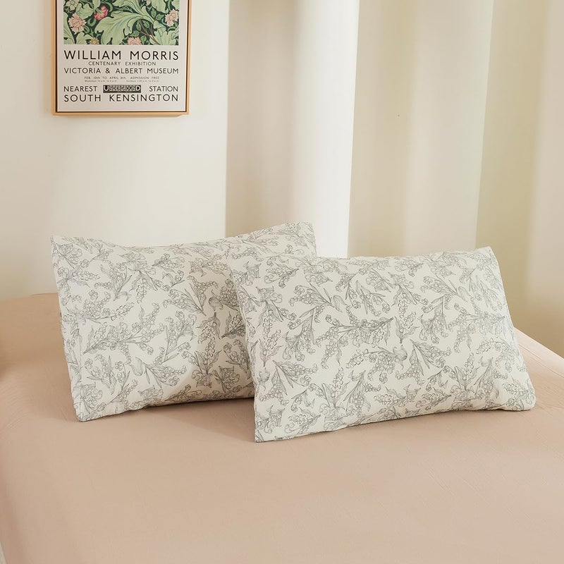 ECOCOTT ECOCOTT 2 Pack Pillowcase Standard Size  Vintage Floral Pillow Cases Set - 100% Cotton Pillow Covers with Envelope Closure (Standard  20""x26"")  - Image 2
