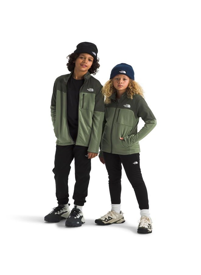 THE NORTH FACE Teen Hike Midlayer Full Zip Jacket - Lightweight Outerwear for Boys & Girls, Secure-Zip Chest Pocket, Bark Mist/New Taupe Green, X-Large - Image 1
