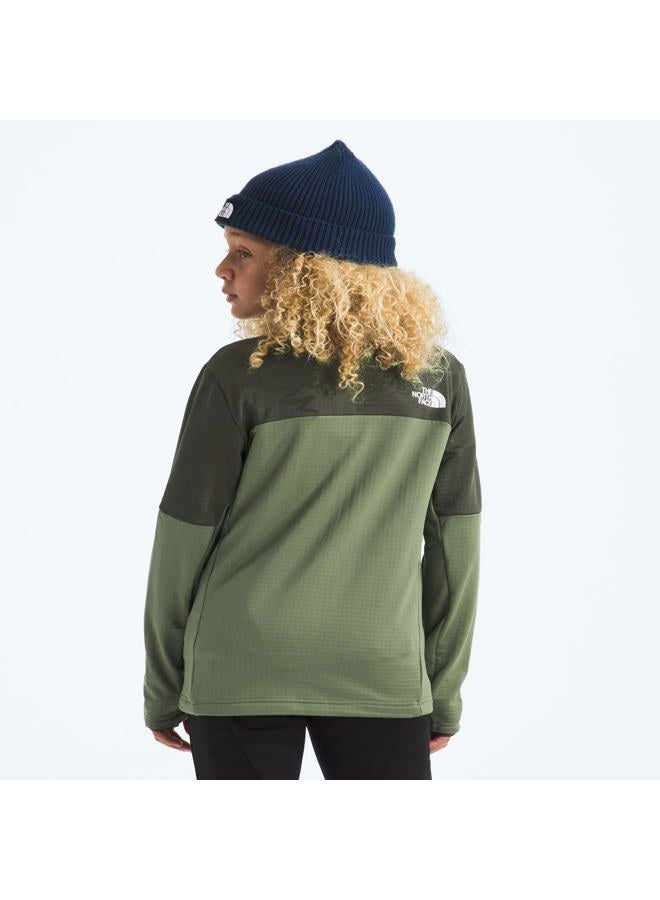 THE NORTH FACE Teen Hike Midlayer Full Zip Jacket - Lightweight Outerwear for Boys & Girls, Secure-Zip Chest Pocket, Bark Mist/New Taupe Green, X-Large - Image 3