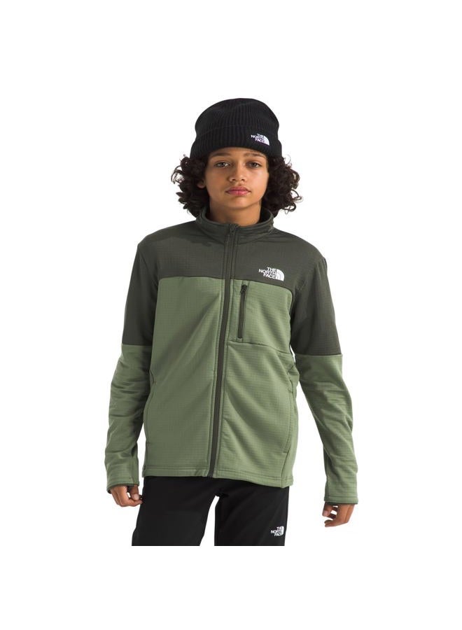 THE NORTH FACE Teen Hike Midlayer Full Zip Jacket - Lightweight Outerwear for Boys & Girls, Secure-Zip Chest Pocket, Bark Mist/New Taupe Green, X-Large - Image 5