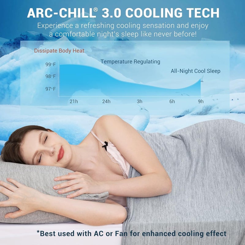 Elegear Cooling Blanket, Revolutionary Twin Size Summer Blanket, Absorbs Body Heat to Keep Cool on Hot Nights, Q-Max 0.4 Cooling Fiber,100% Cotton Blanket - Grey, 59"x79" - Image 2