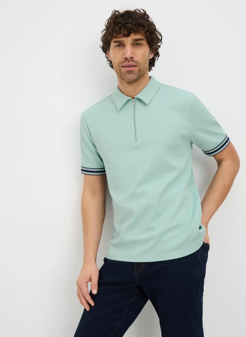 Matalan Mint Smart Bubble Zip Polo Shirt