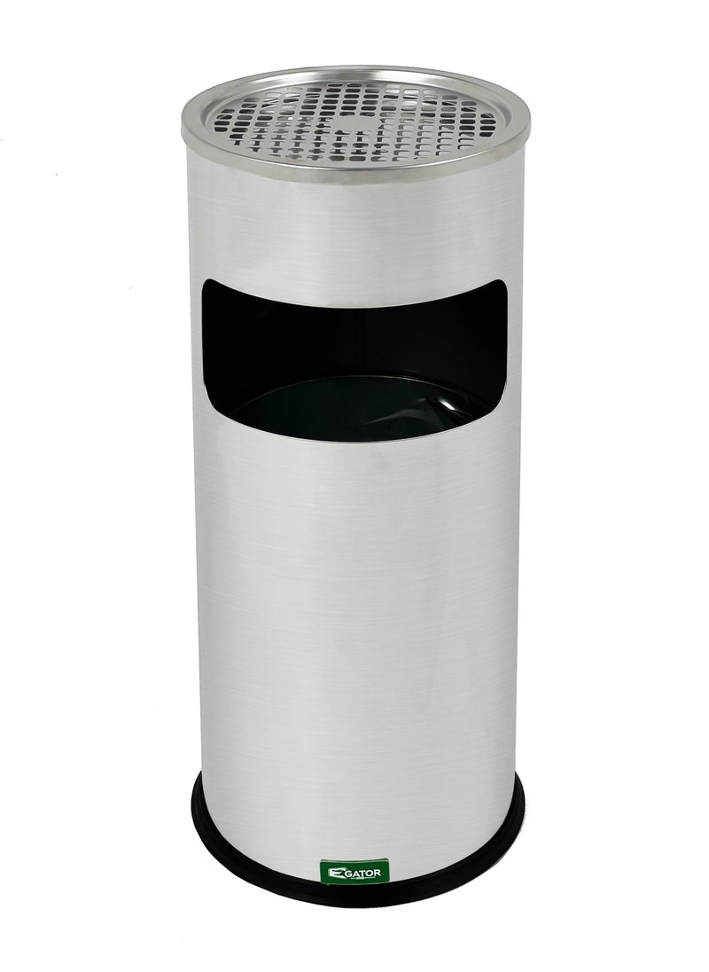 Gator - Outdoor Ashtray & Dustbin 2-in-1 | Brushed Stainless Steel Finish | Detachable Inner Liner | Free-standing Frame | Suitable For Parks, Villas, & All Outdoor Settings - Image 1
