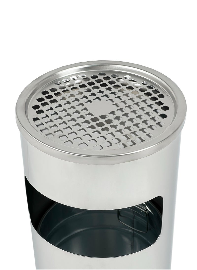 Gator - Outdoor Ashtray & Dustbin 2-in-1 | Brushed Stainless Steel Finish | Detachable Inner Liner | Free-standing Frame | Suitable For Parks, Villas, & All Outdoor Settings - Image 1
