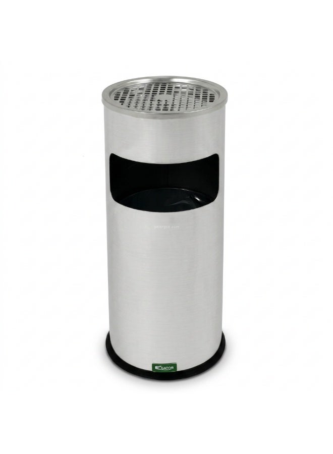 EK Bins Outdoor Ashtray & Dustbin 2-in-1 | Brushed Stainless Steel Finish | Detachable Inner Liner | Free-standing Frame | Suitable For Parks, Villas, & All Outdoor Settings - Image 1