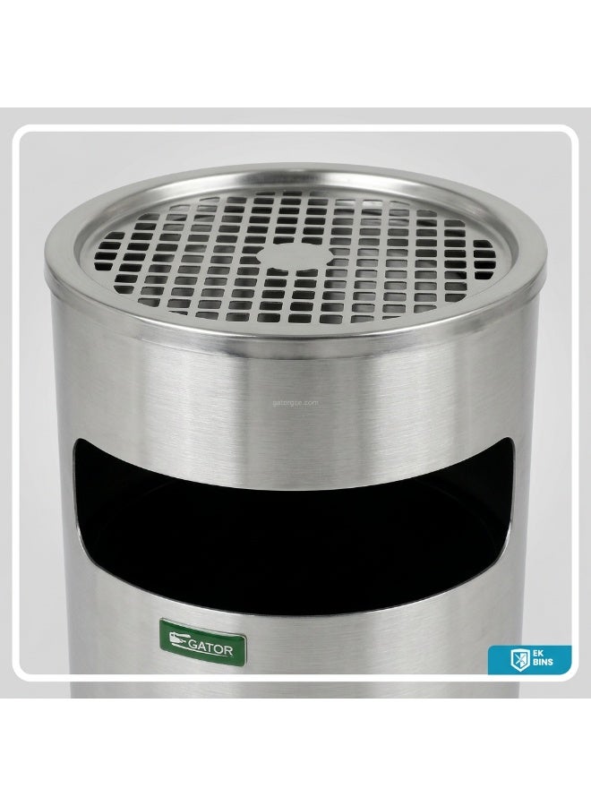EK Bins Outdoor Ashtray & Dustbin 2-in-1 | Brushed Stainless Steel Finish | Detachable Inner Liner | Free-standing Frame | Suitable For Parks, Villas, & All Outdoor Settings - Image 3