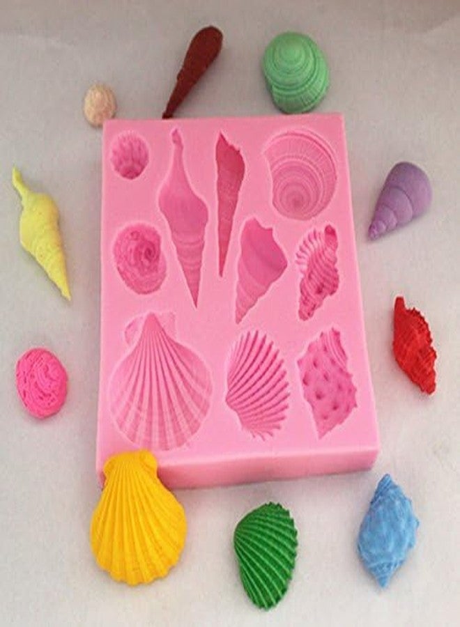 Skytail 10 Cavity Seashell Conch Marine Silicone Mould for Fondant Baking Chocolate Candy Coral Beach Ocean Theme DIY Cake Decoration Cupcake Sugarcraft Gum Paste Polymer Clay Crafting Projects - Image 3