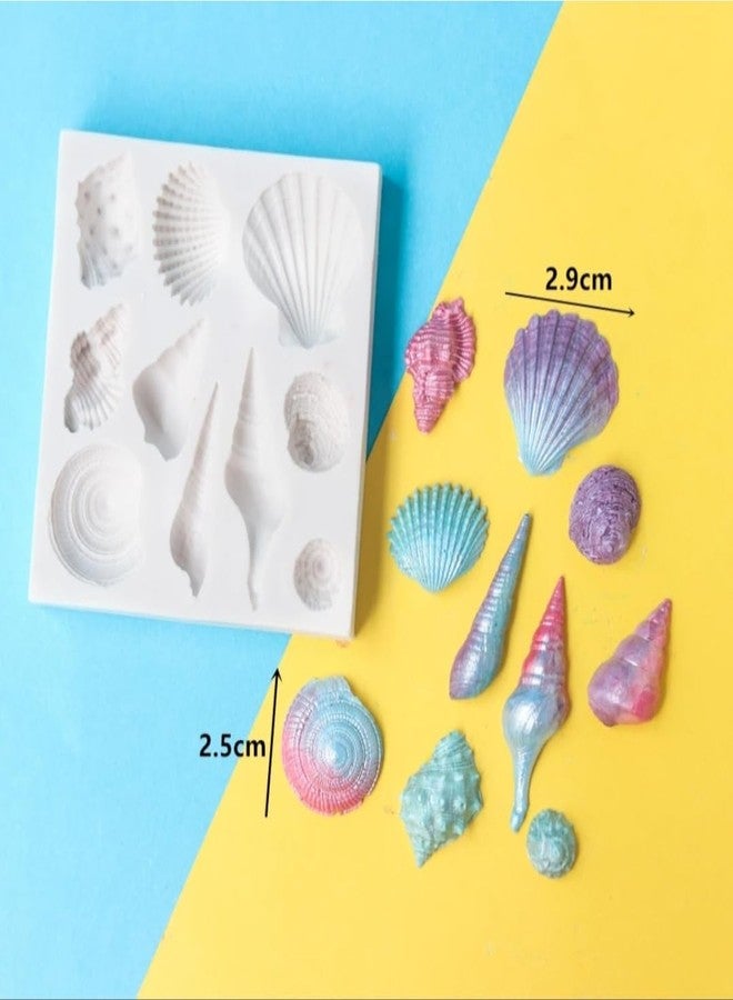 Skytail 10 Cavity Seashell Conch Marine Silicone Mould for Fondant Baking Chocolate Candy Coral Beach Ocean Theme DIY Cake Decoration Cupcake Sugarcraft Gum Paste Polymer Clay Crafting Projects - Image 4