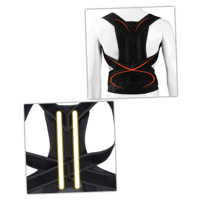 Hunchback Corrector Posture Trainer Breathable Back Support Brace Black 32X27CM - Image 3
