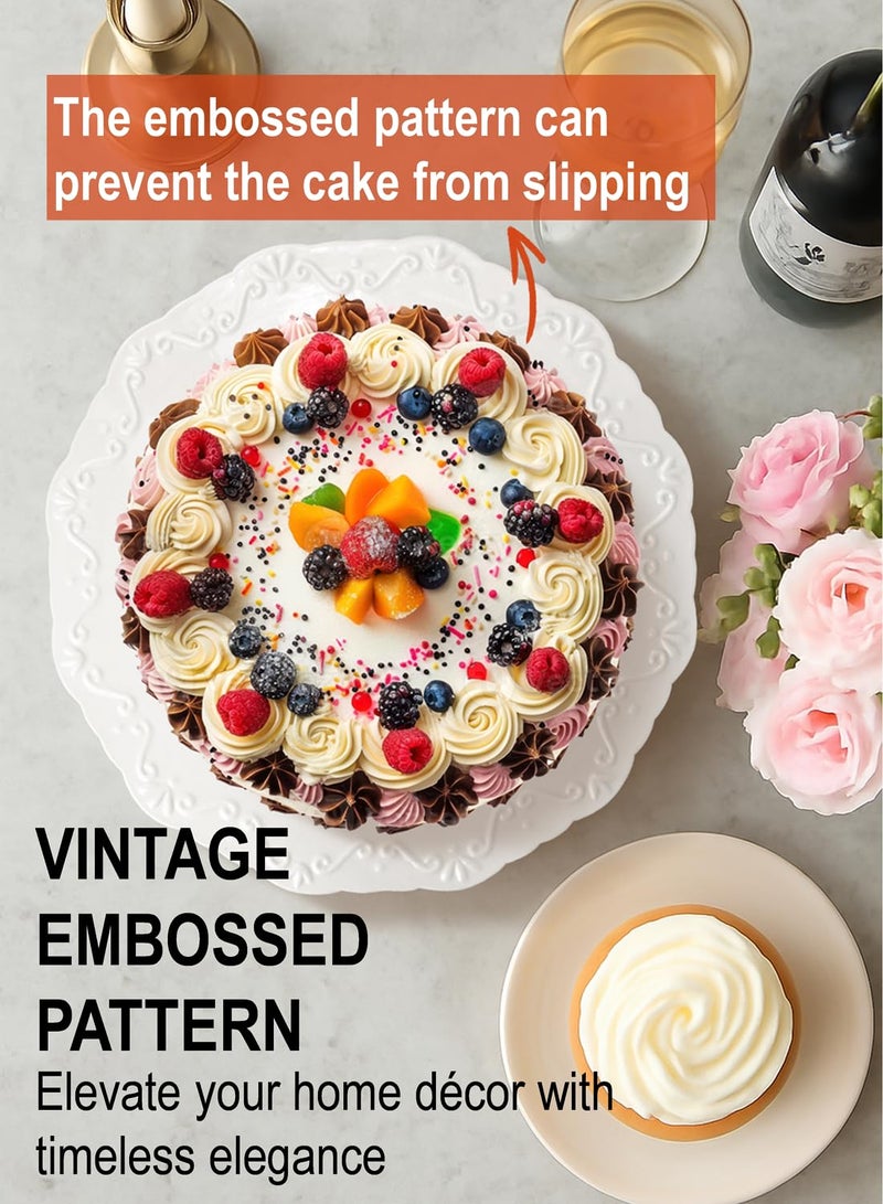 Kukikan 12" White Cake Stand for 10" Cake, Porcelain Cake Plate, Cake Pedestal Stand, Round Dessert Stand, Wedding Cake Stand for Party, Birthday, Baby Shower, Christmas, Home Decorating Cake Display Stand - Image 4