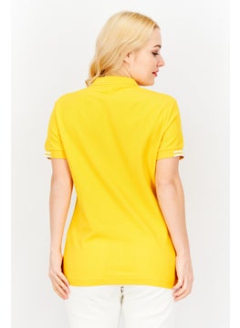Aigle Women Spread Collar Short Sleeve Polo Shirt, Yellow  - Image 3