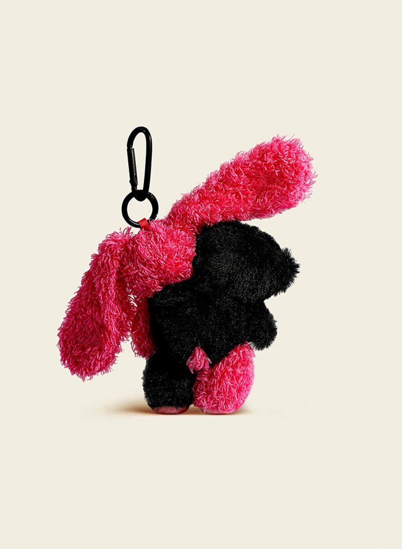 Cute One-Piece Rabbit Bag Pendant Plush Doll Keychain Niche High-End School Bag Pendant Doll Gift (Black Cat + Rose Red Rabbit) - Image 3