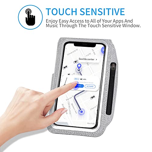 HAISSKY Running Armband with Earphone Bag Cell Phone Armband for iPhone 16 15 Pro 14 Plus 13 11 XR XS, Galaxy S24/S10 Water Resistant Sports Phone Holder Case & Zipper Slot Car Key Holder for 6.7 inch Phone - Image 3