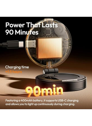 مصباح سيلفي مغناطيسي يولانزي LM23، مصباح حلقي مطور بزاوية 360 درجة لهاتف iPhone Magsafe، إضاءة LED تجميلية للهاتف مع مرآة لصور السيلفي/مكالمات الفيديو/المؤتمرات/التدوين المرئي/التصوير الفوتوغرافي - أسود - view 5