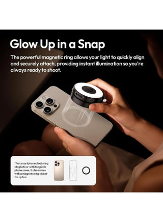 مصباح سيلفي مغناطيسي يولانزي LM23، مصباح حلقي مطور بزاوية 360 درجة لهاتف iPhone Magsafe، إضاءة LED تجميلية للهاتف مع مرآة لصور السيلفي/مكالمات الفيديو/المؤتمرات/التدوين المرئي/التصوير الفوتوغرافي - أسود - view 3