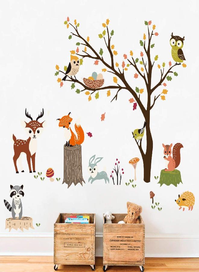 decalmile decalmile Woodland Wall Decals Animals Tree Owl Fox Deer Wall Stickers Kids Bedroom Baby Nursery Wall Decor - Image 3